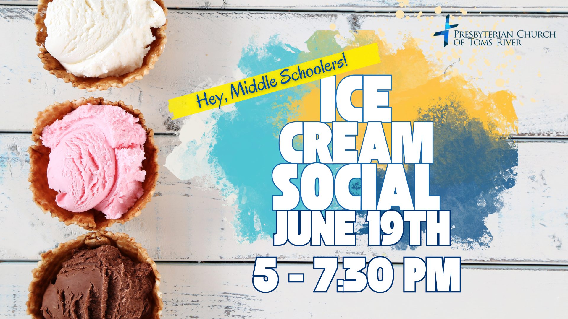 Copy of Dark Blue and Yellow Ice Cream Scoops Photo Ice Cream Parlour Postcard (2)
